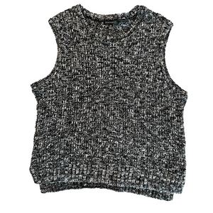 Parkhurst quality knit black and white sweater vest tank top Sz M Cotton blend